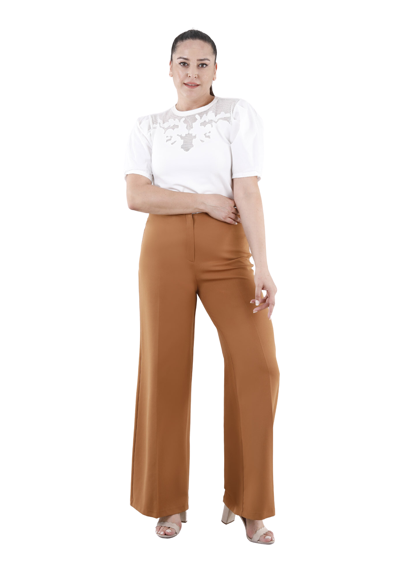 G-Line Oversized High Waisted Plus Size Copper Wide-Leg Pants