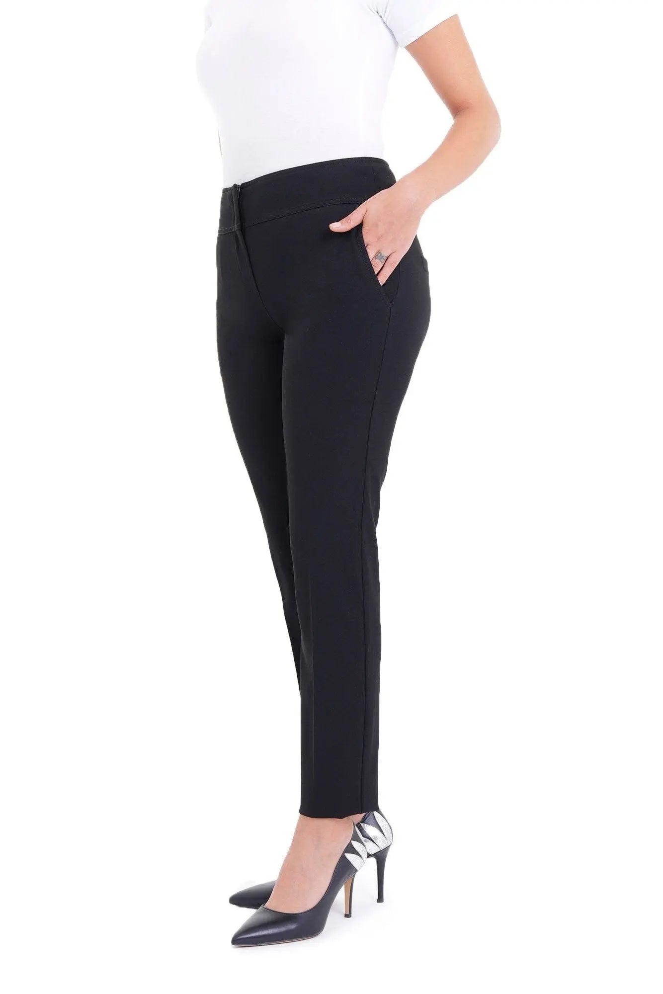 Pantalones de vestir para mujer Pantalones estilo pitillo Cómodos  pantalones de pierna recta de cintura alta (negro) Ordenar en línea | Línea  G