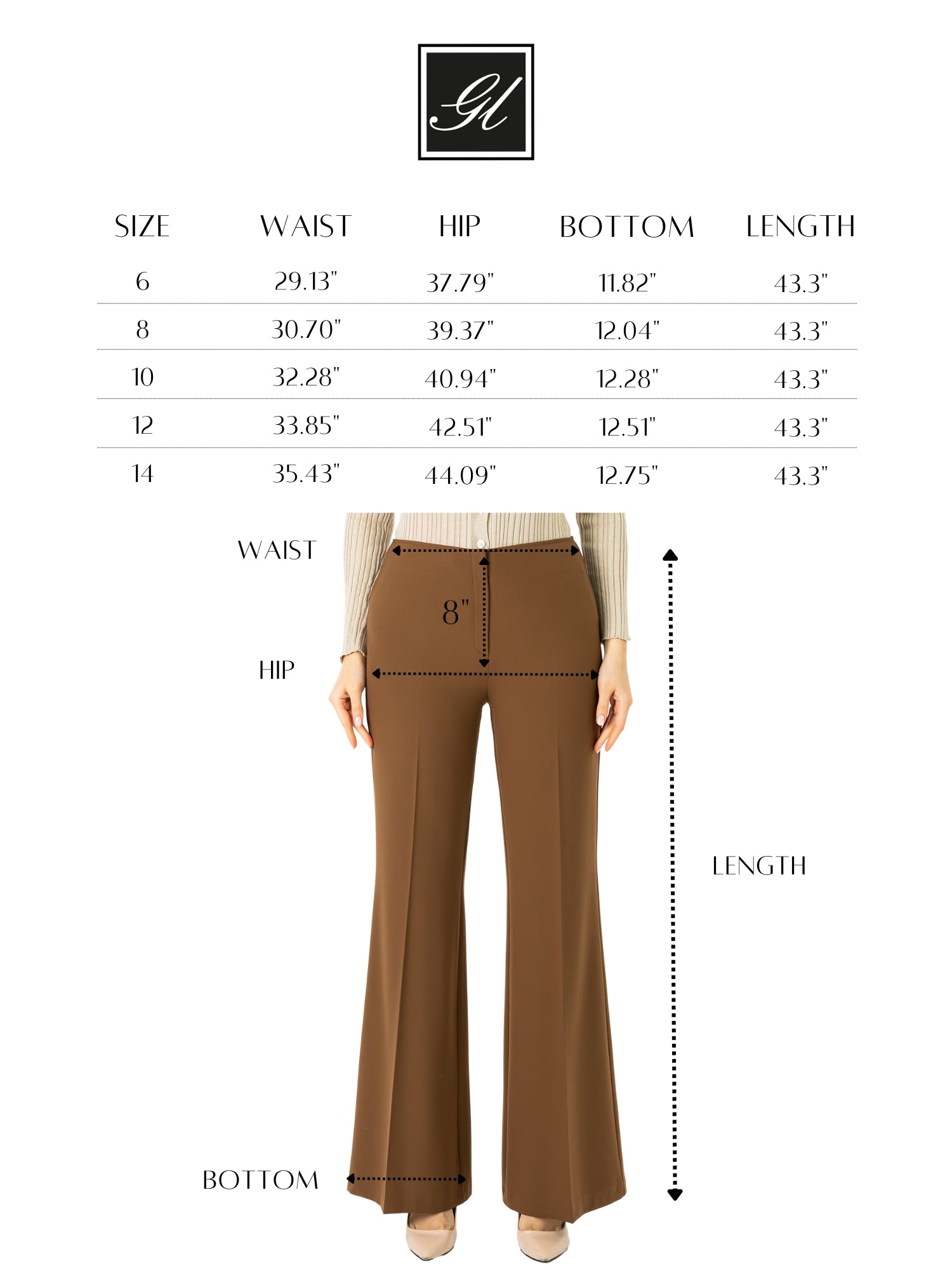 Women's Copper Bootcut Pants - High Waisted Flare Leggings G-Line
