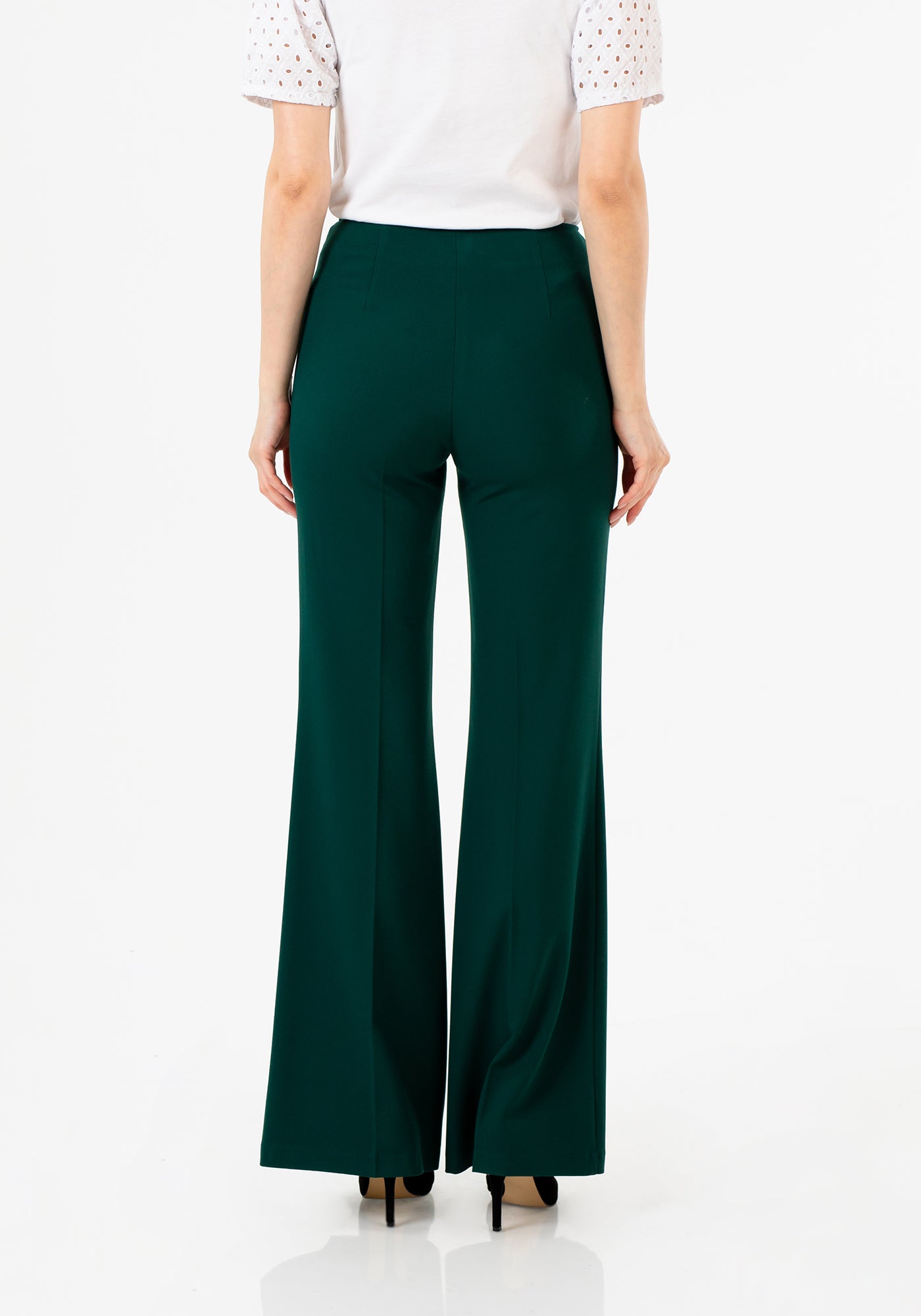 Women's Green Bootcut Pants - High Waisted Flare Leggings G-Line