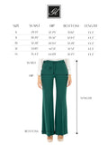 Women's Green Bootcut Pants - High Waisted Flare Leggings G-Line