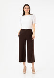 Brown Dress Pants for Women Wide Leg High Waist Cropped Pants G-Line