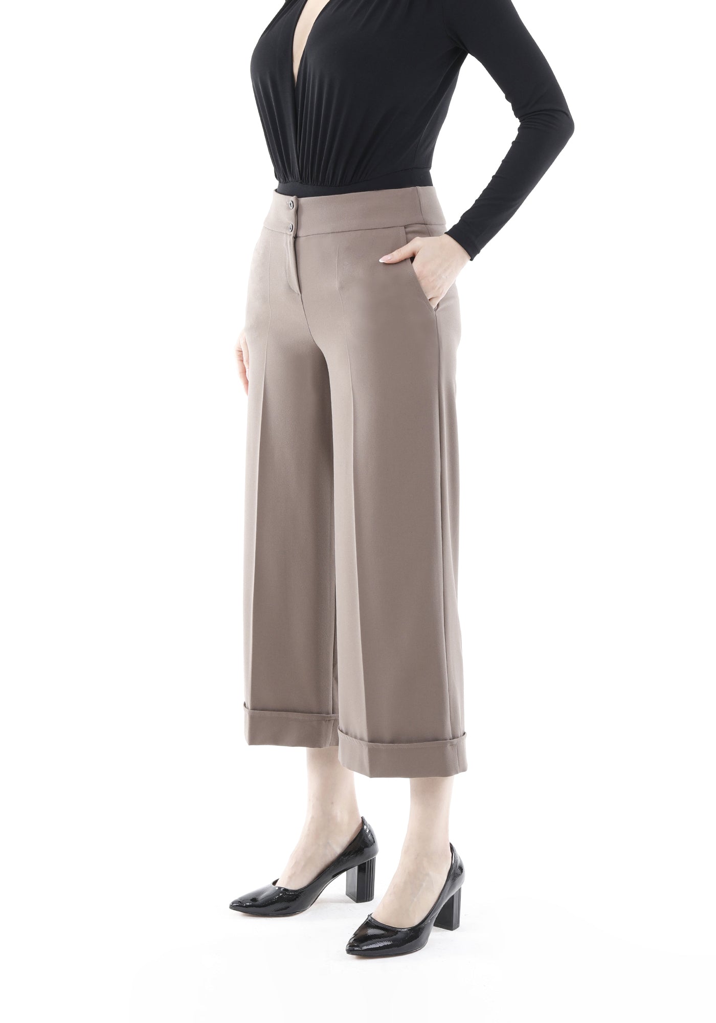 Elevate Your Style with Women's Mink Wide Leg Cropped Pants G-Line