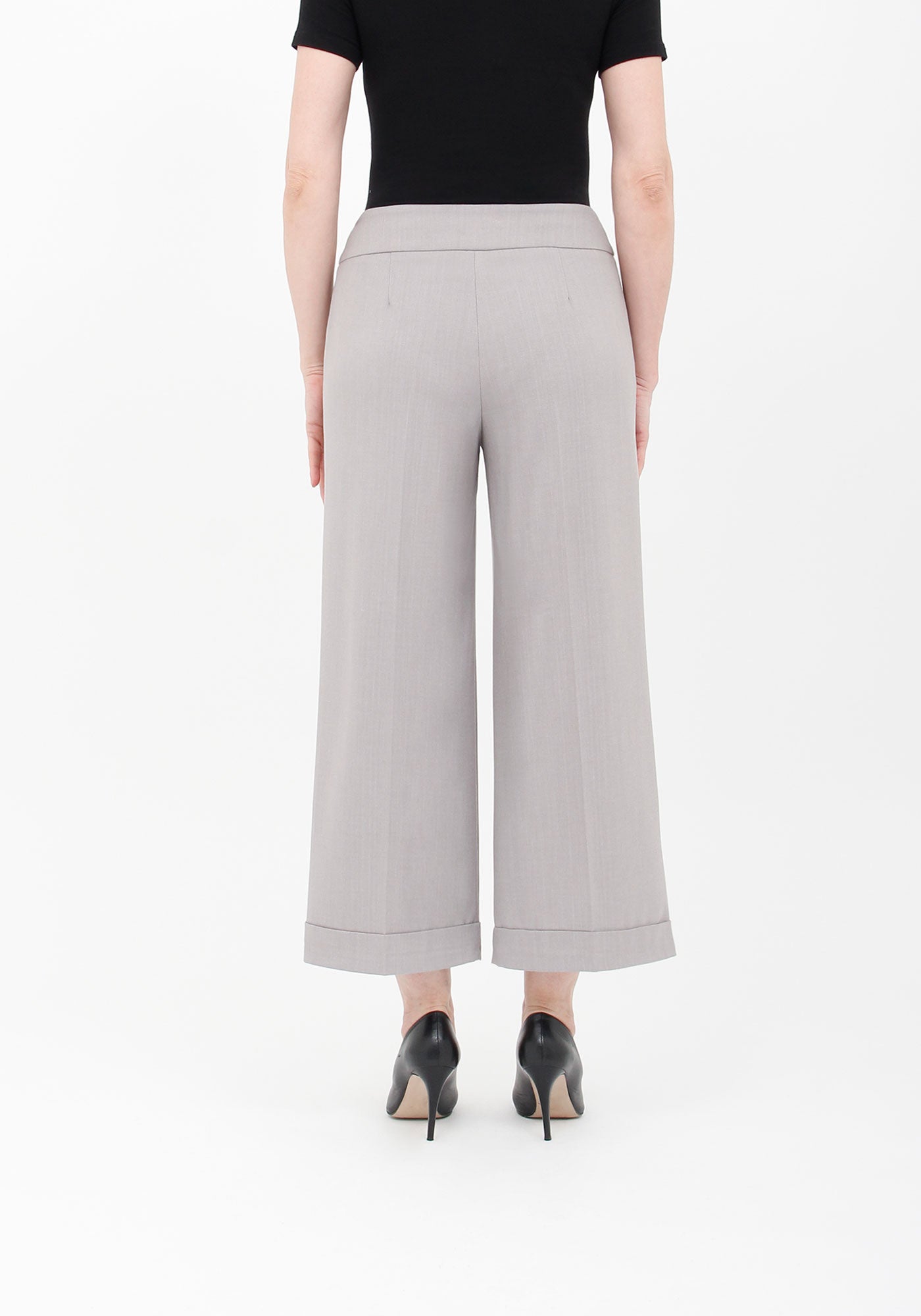 Women's Grey Wide Leg Dress Pants - High Waist, Versatile and Chic