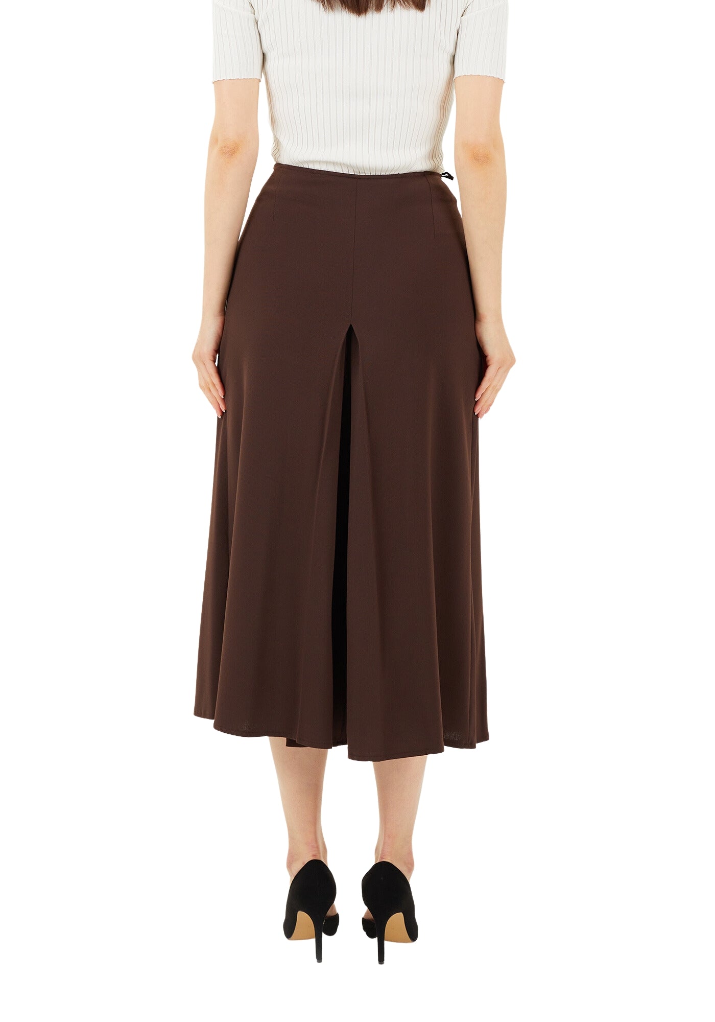 Brown High Waist Cropped Palazzo Pants Culottes G-Line