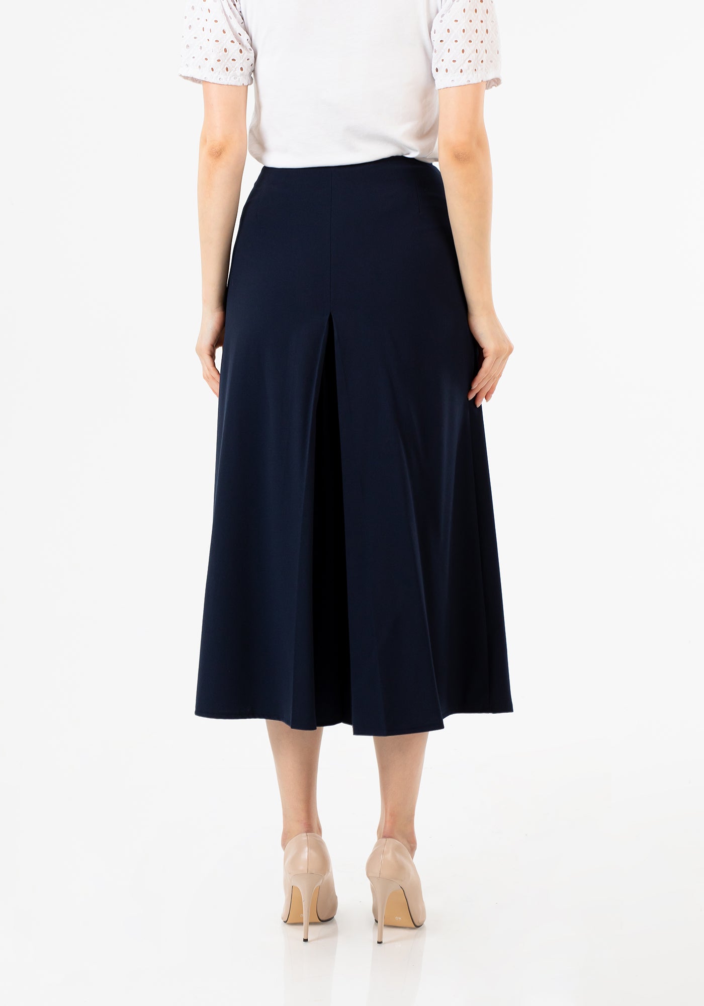 Navy Blue High Waist Cropped Palazzo Pants Culottes G-Line