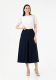 Navy Blue High Waist Cropped Palazzo Pants Culottes G-Line