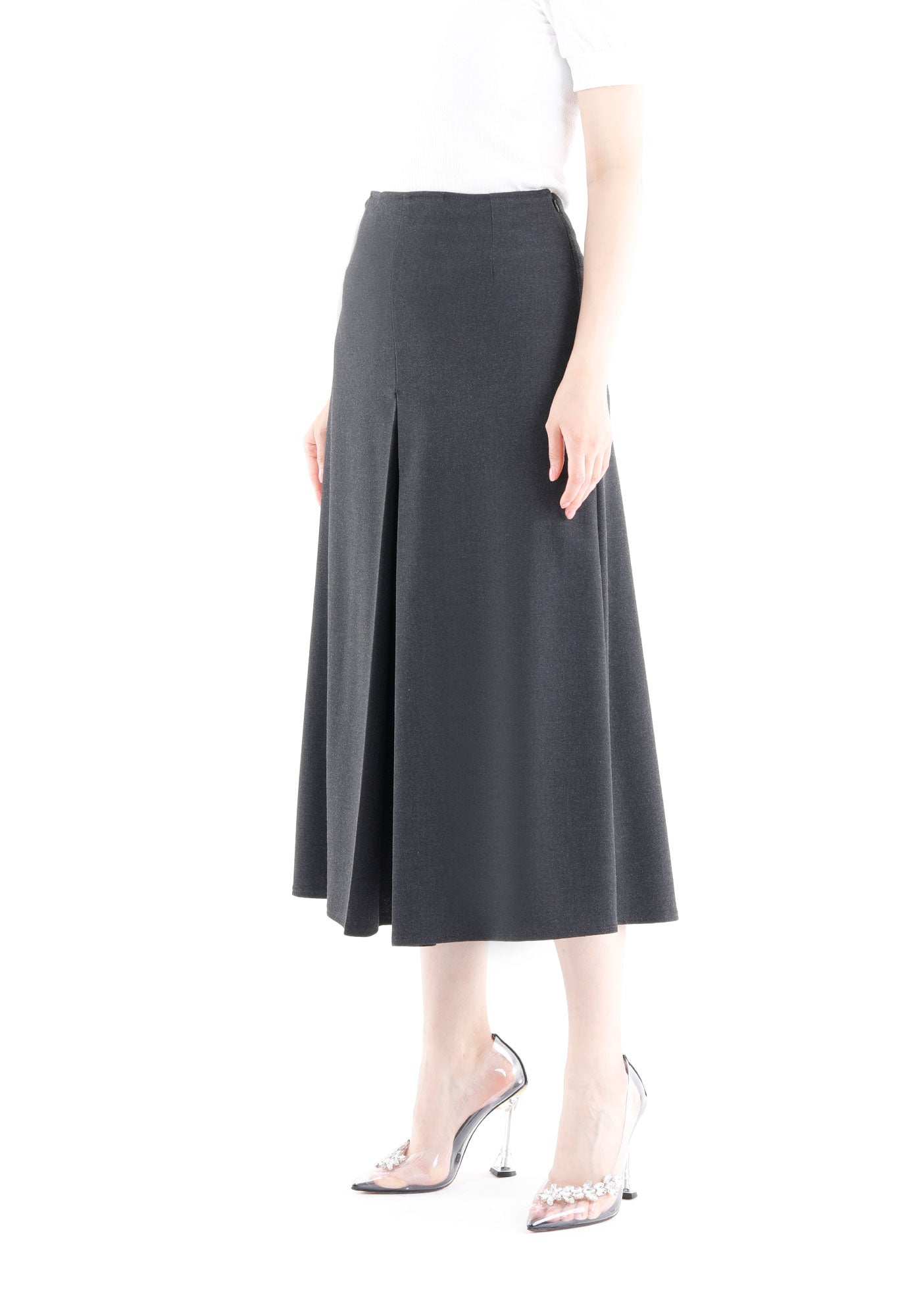 Charcoal High Waist Cropped Palazzo Pants Culottes G-Line