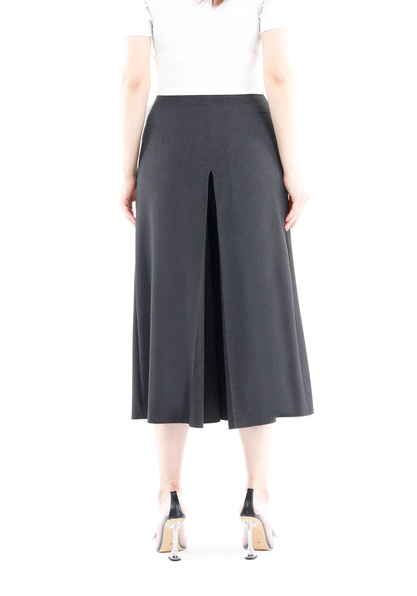 Charcoal High Waist Cropped Palazzo Pants Culottes G-Line