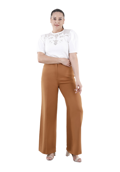 G-Line Oversized High Waisted Plus Size Copper Wide-Leg Pants