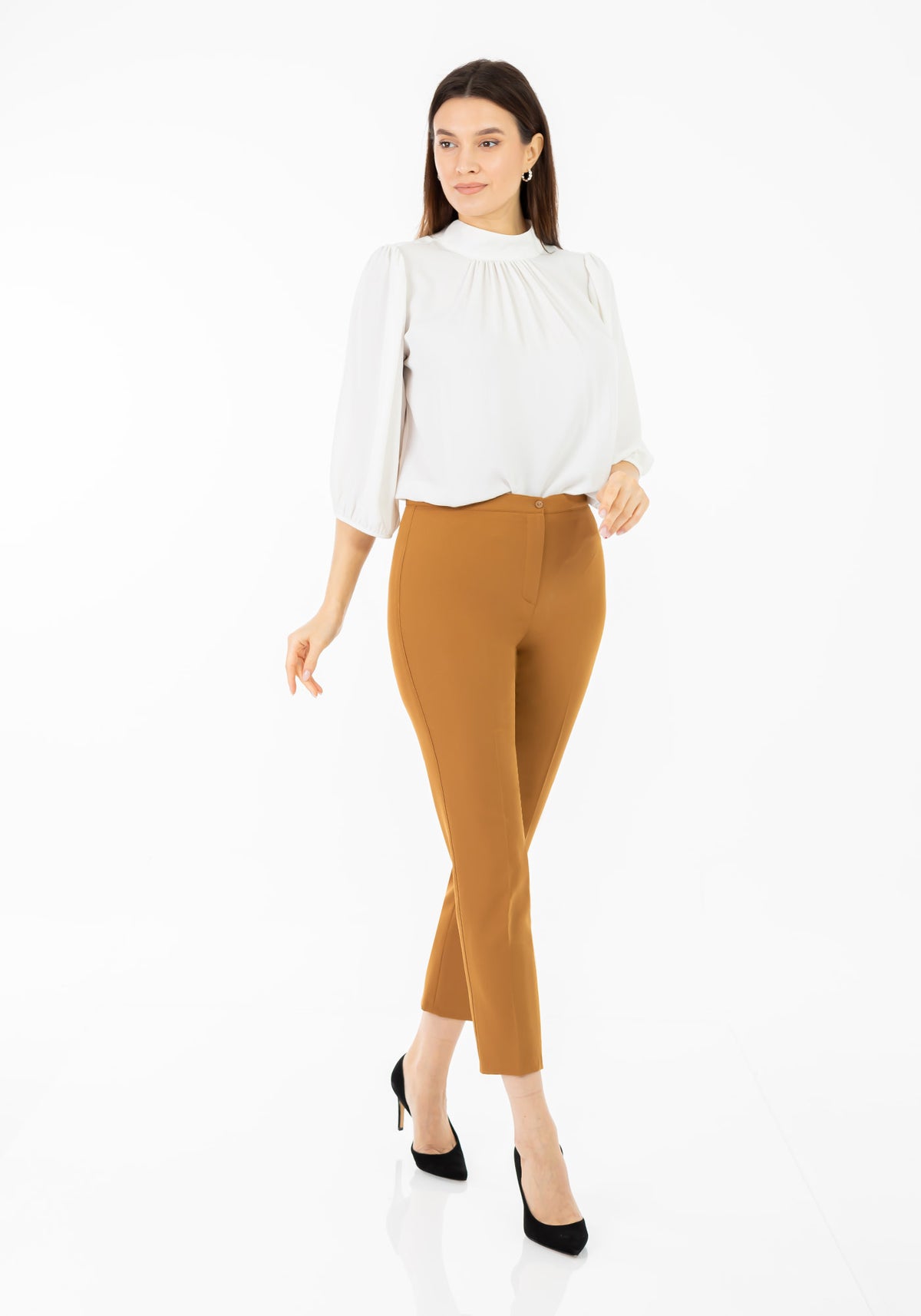 Copper Ankle-Length Slim-Fit/Skinny Pants for Women G-Line