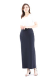 Women's Navy Blue Maxi Pencil Skirt with Back Slit G-Line