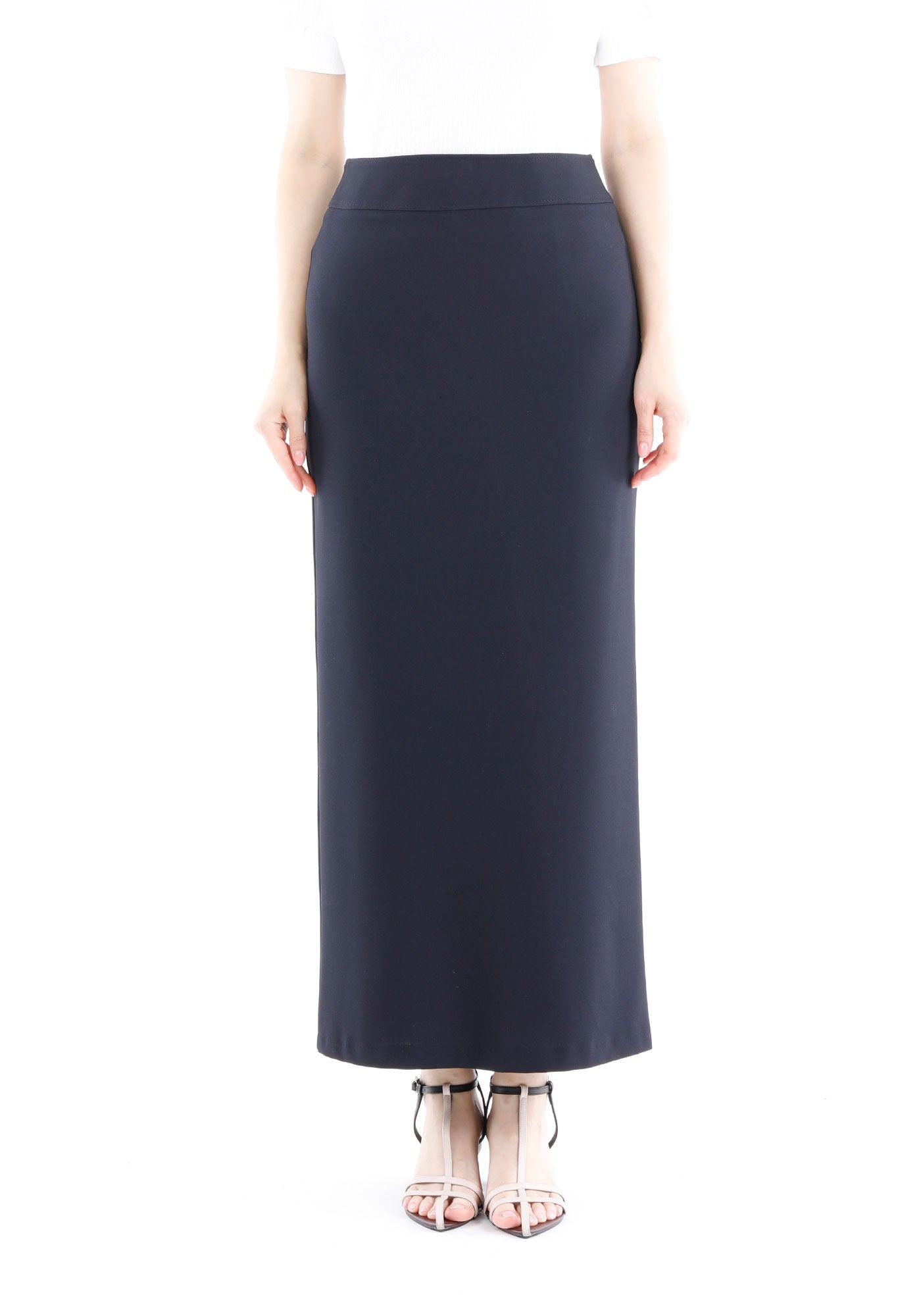 Women's Navy Blue Maxi Pencil Skirt with Back Slit G-Line