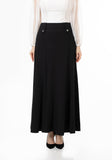 Black Eight Gore Flowy Half Circle Skirt with Belt Loop G-Line