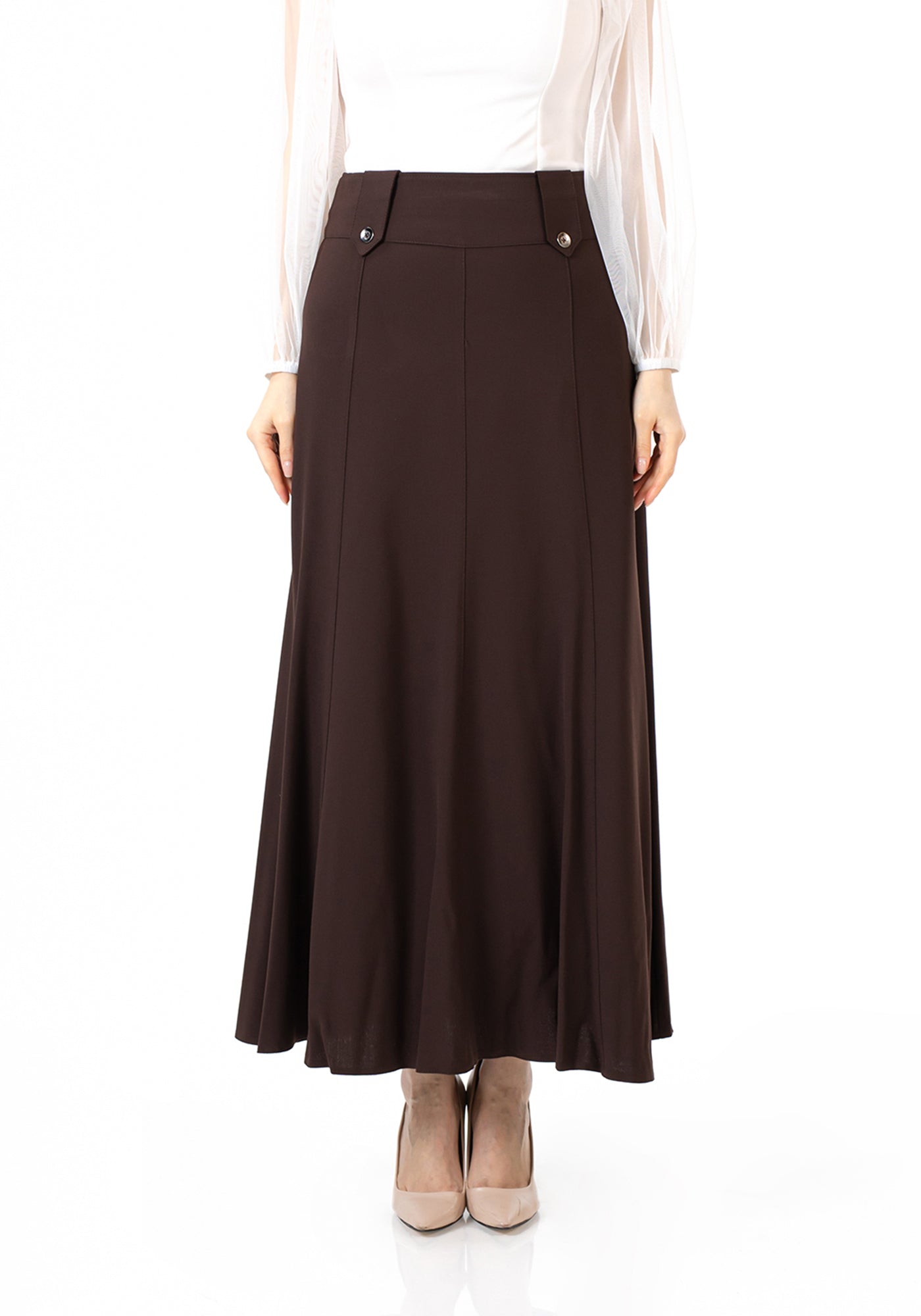 Brown Flared Maxi Skirt with Unique Gores | Comfortable and Stylish ürününün kopyası G-Line