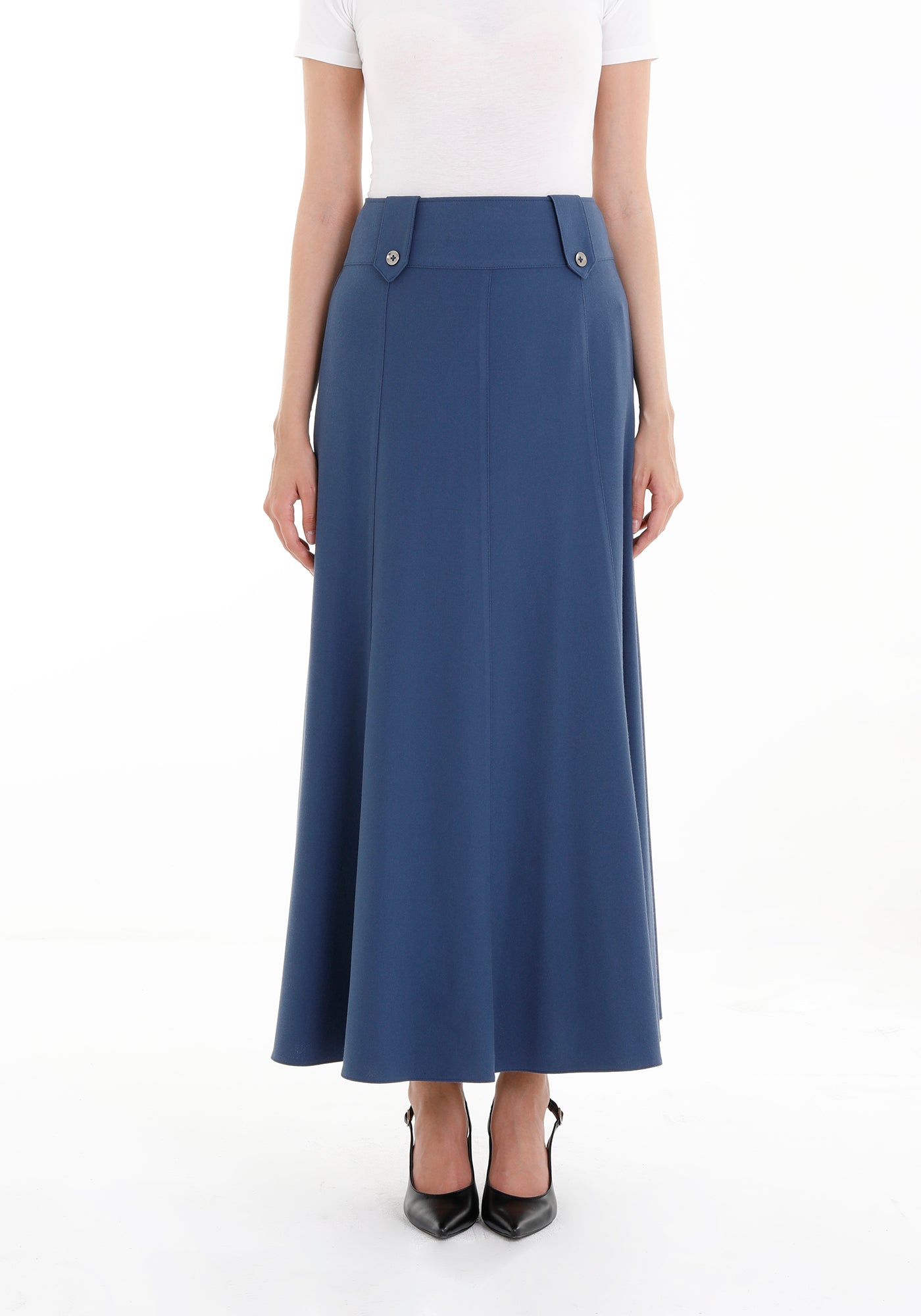 Indigo Flared Maxi Skirt with Unique Gores | Comfortable and Stylish ürününün kopyası G-Line