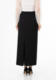 Black Ankle Length Women's Plus Size Back Split Maxi Skirt G-Line