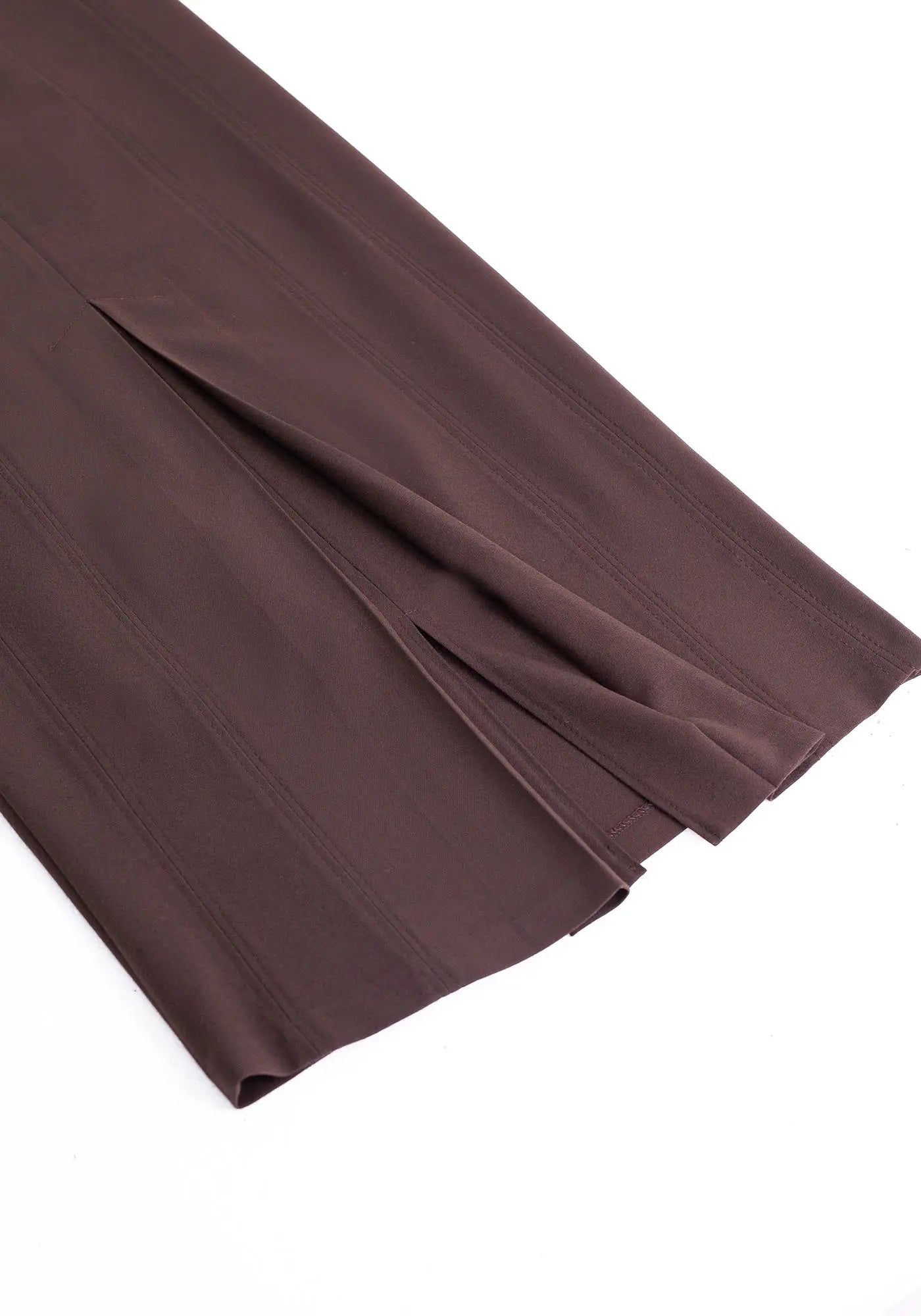Brown Ankle Length Plus Size Back Split Maxi Skirt G-Line