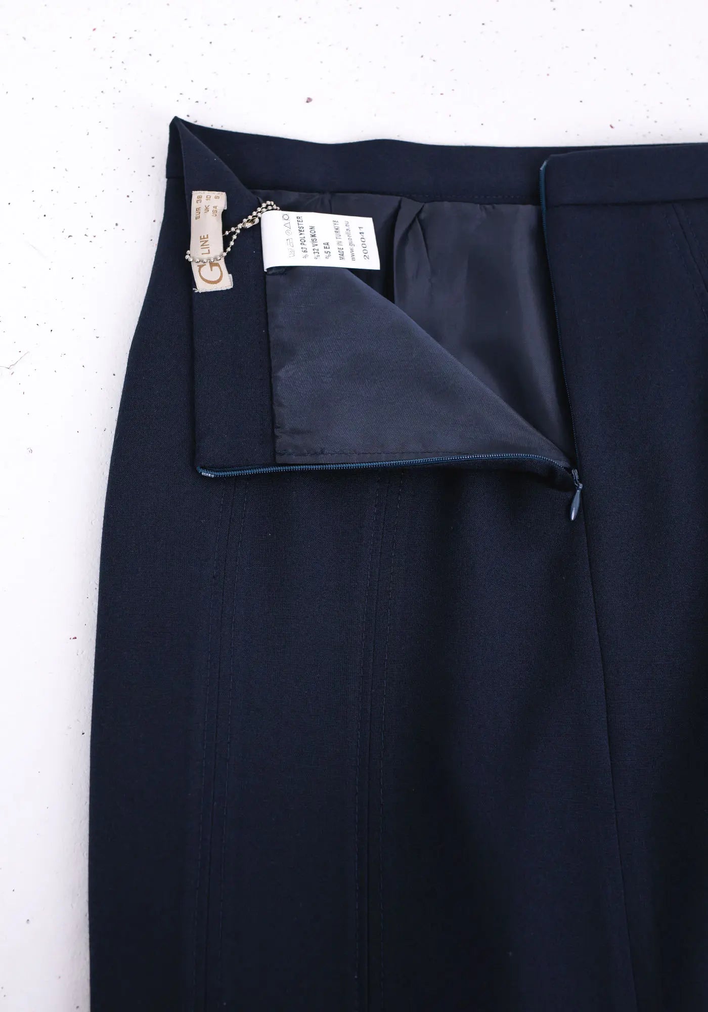 Navy Ankle Length Plus Size Back Split Maxi Skirt G-Line