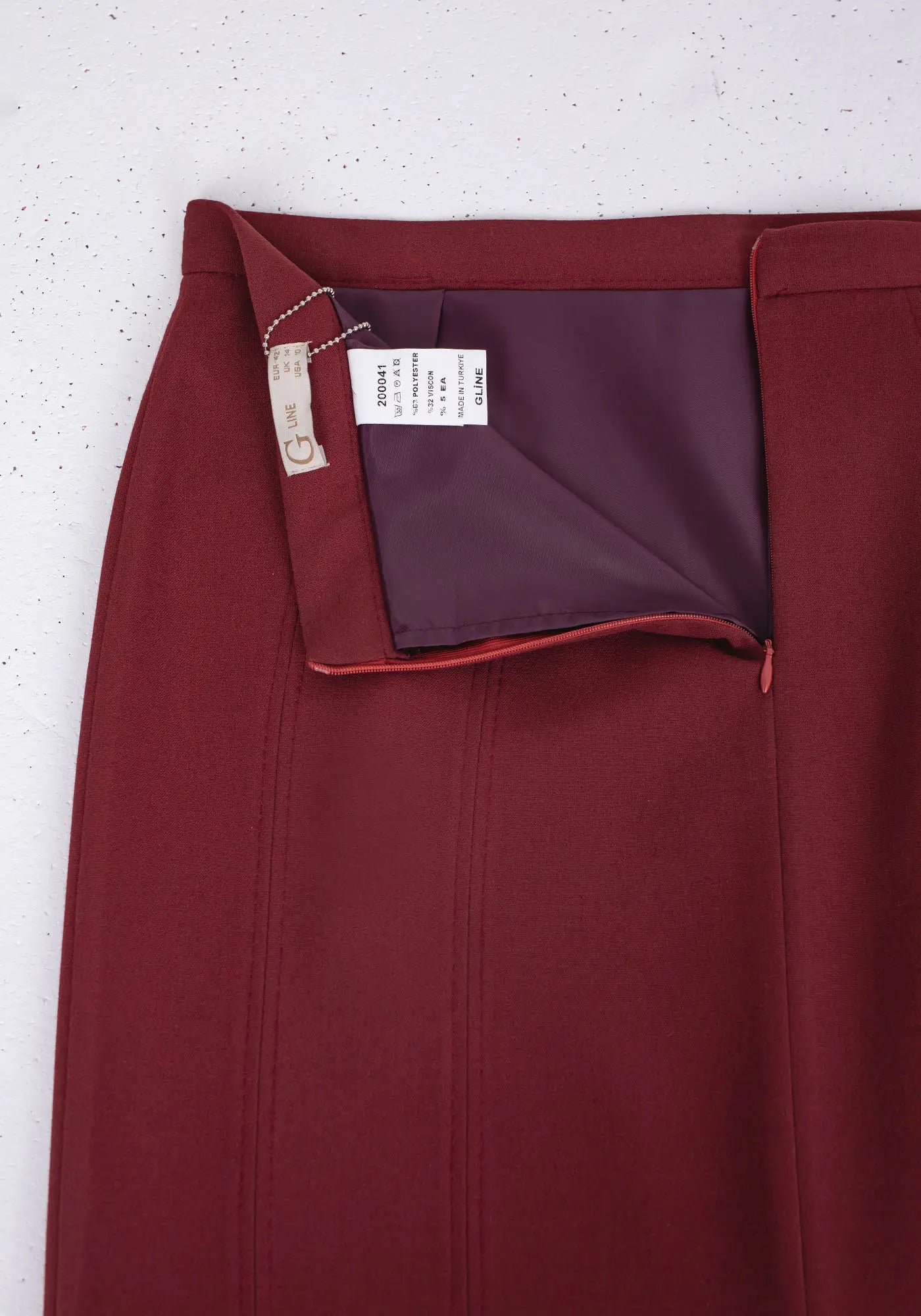 Burgundy Ankle Length Plus Size Back Split Maxi Skirt G-Line