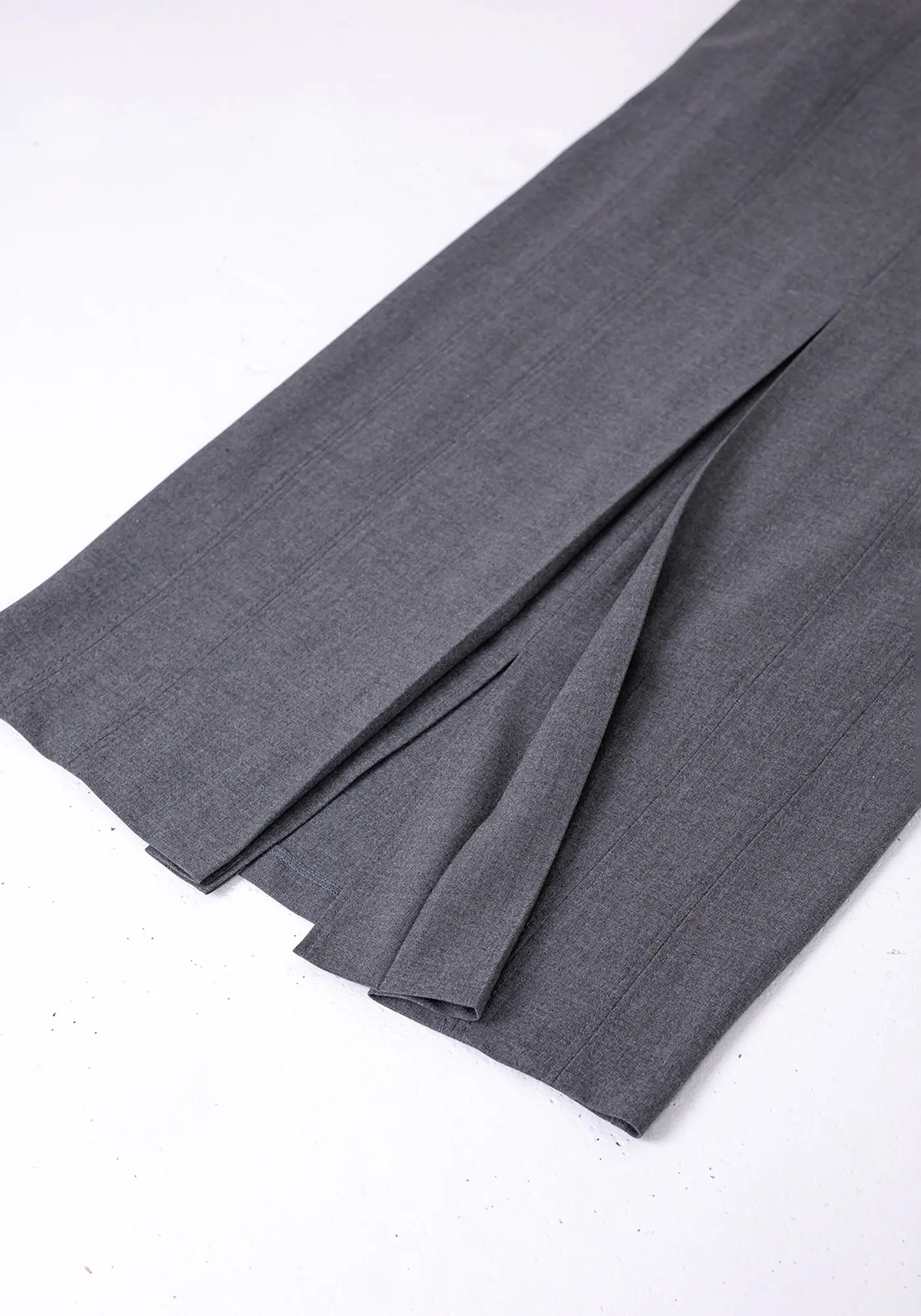 Grey Ankle Length Plus Size Back Split Maxi Skirt G-Line