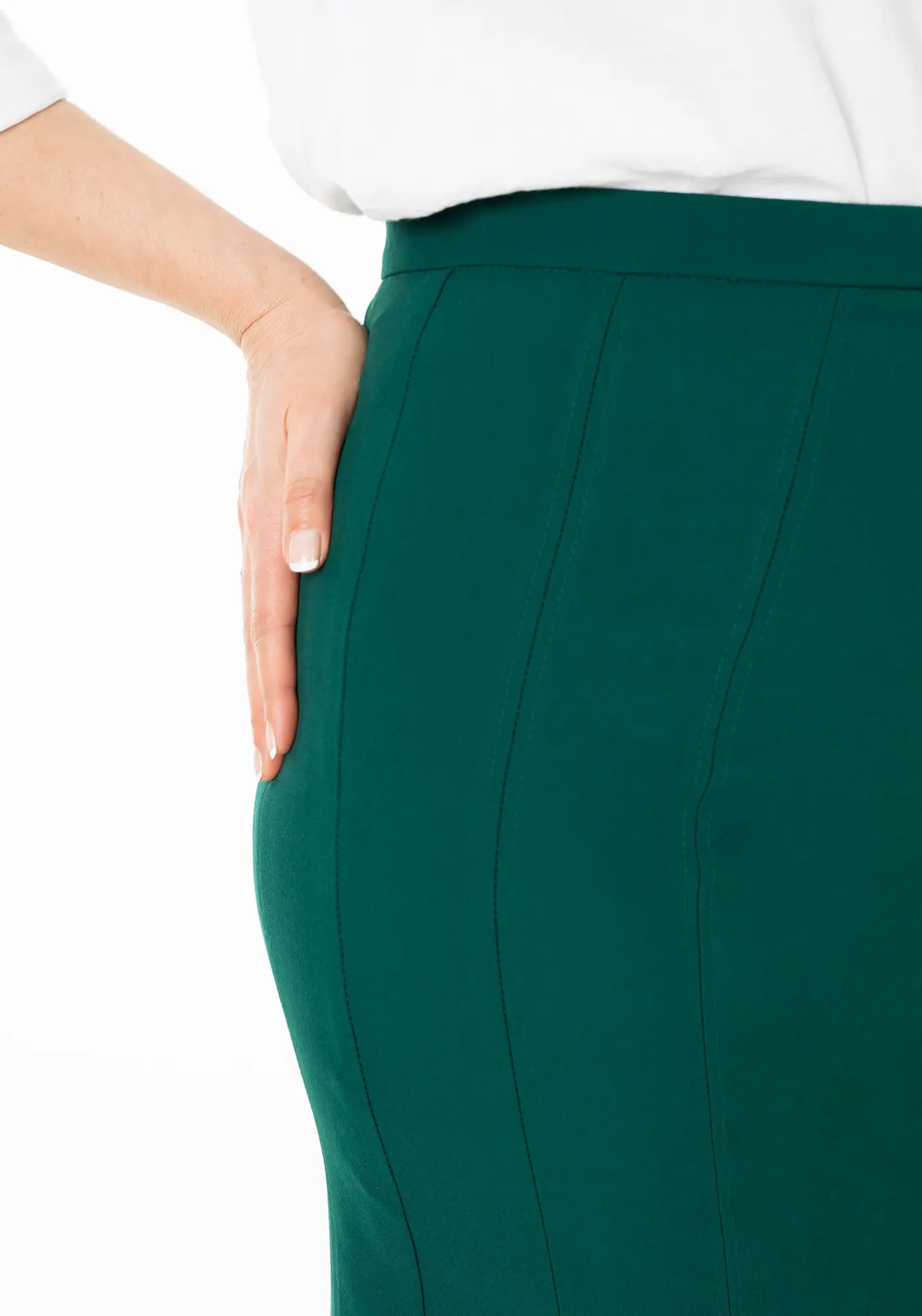 Green Ankle Length Plus Size Back Split Maxi Skirt G-Line