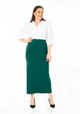 Green Ankle Length Plus Size Back Split Maxi Skirt G-Line