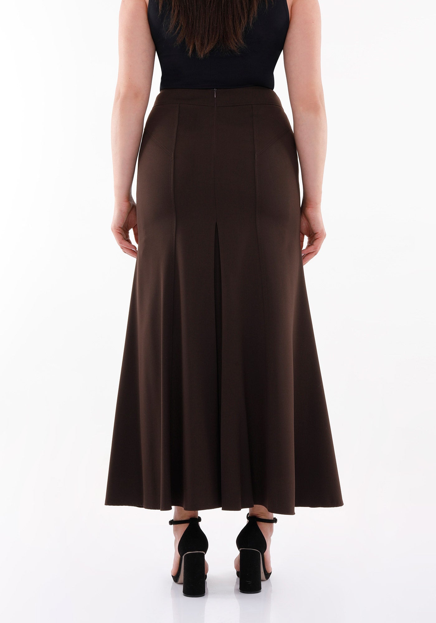 Women's Plus Size Oversized Brown Maxi Fishtail Skirt G-Line
