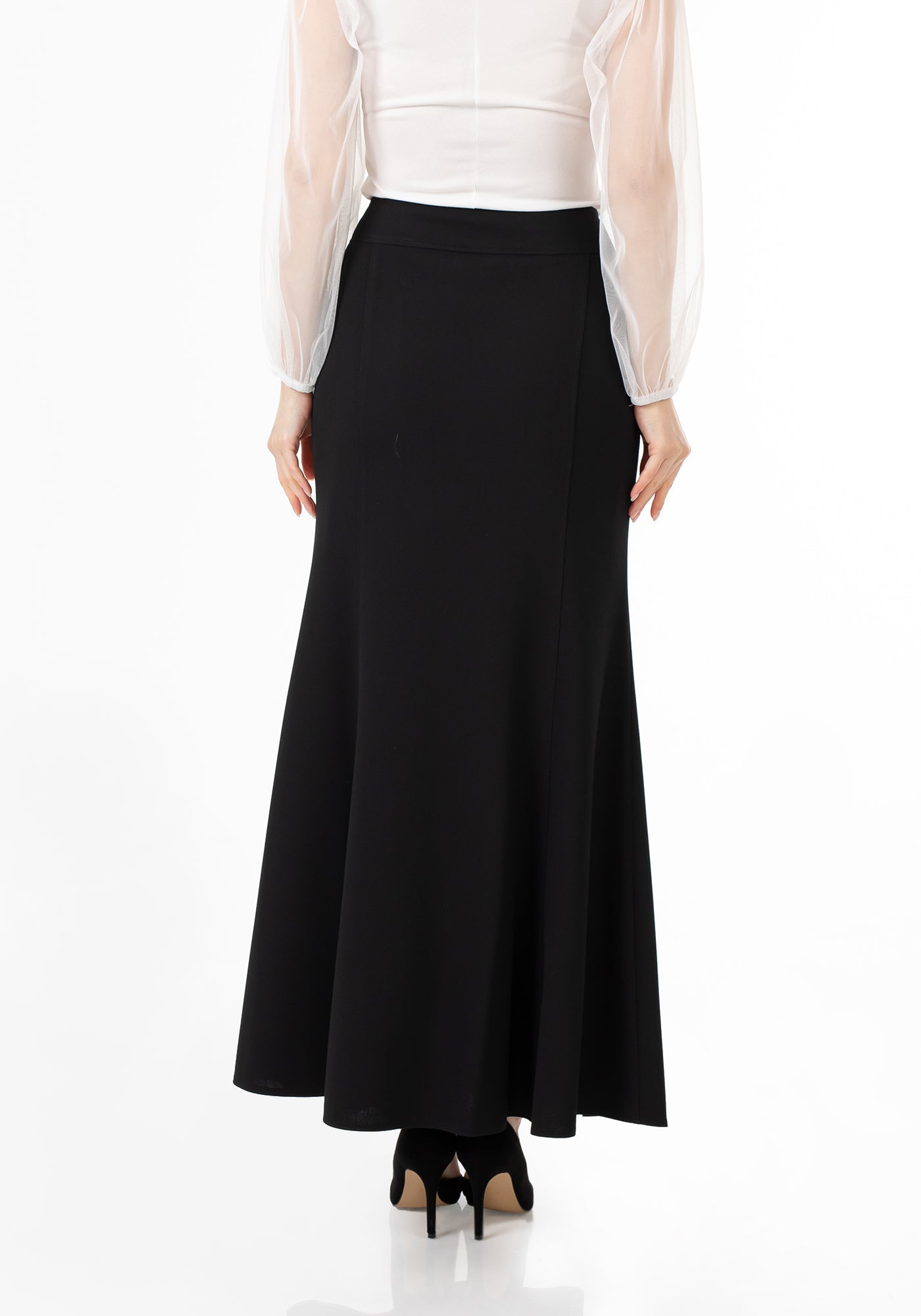 Women's Black Fishtail Maxi Skirt | Regular & Plus Size G-Line
