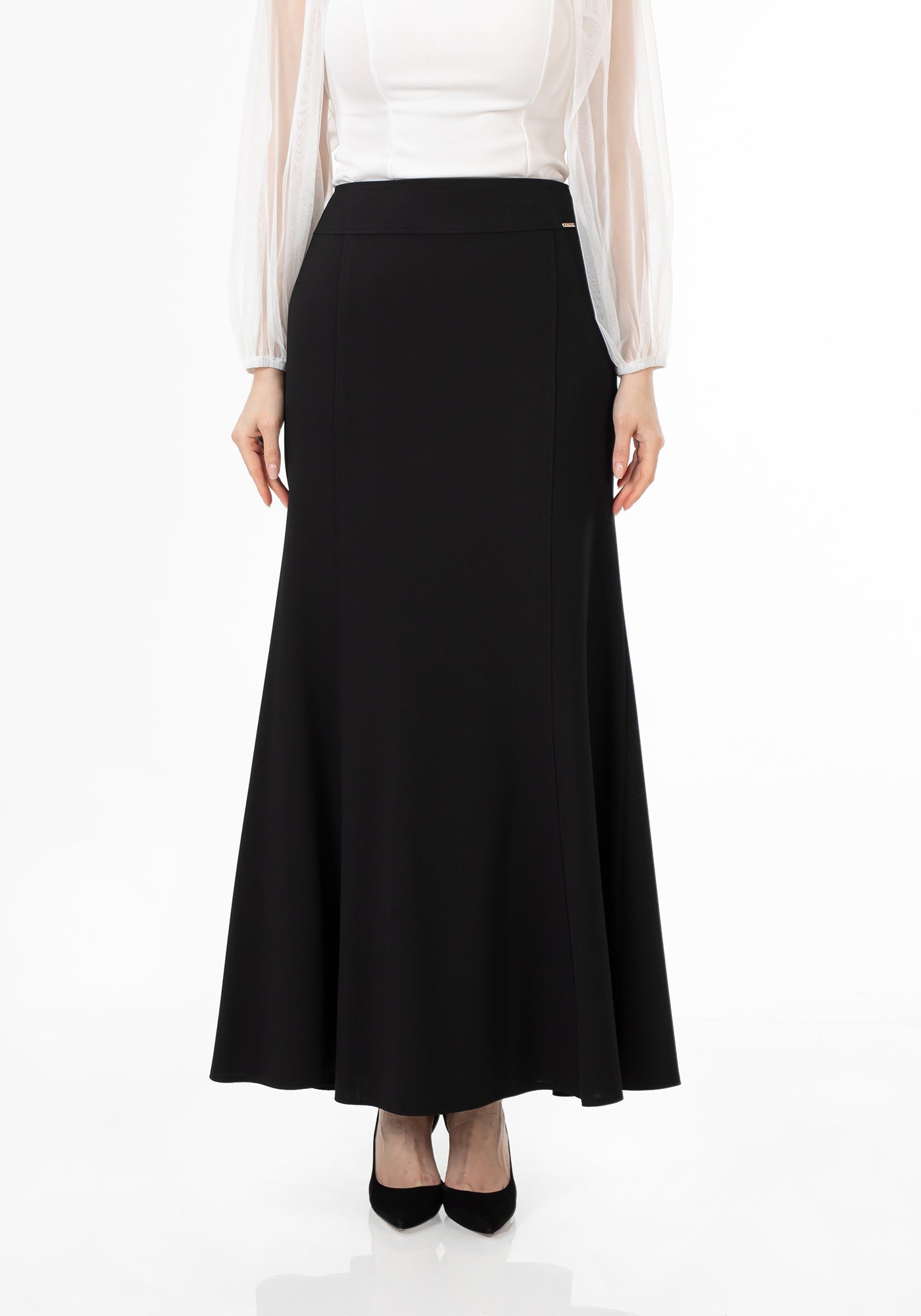 Women's Black Fishtail Maxi Skirt | Regular & Plus Size G-Line