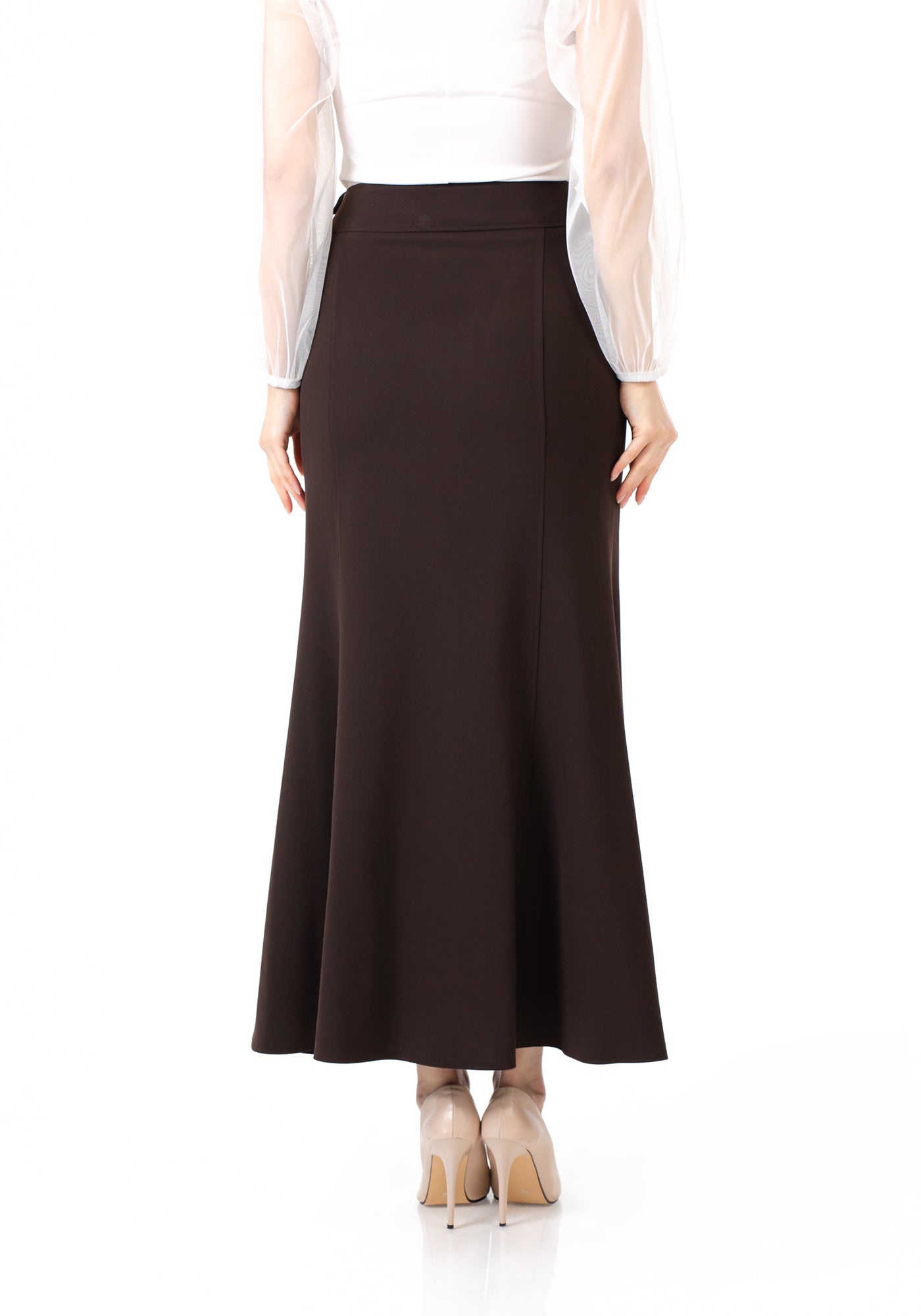 Women's Brown Fishtail Maxi Skirt | Regular & Plus Size G-Line