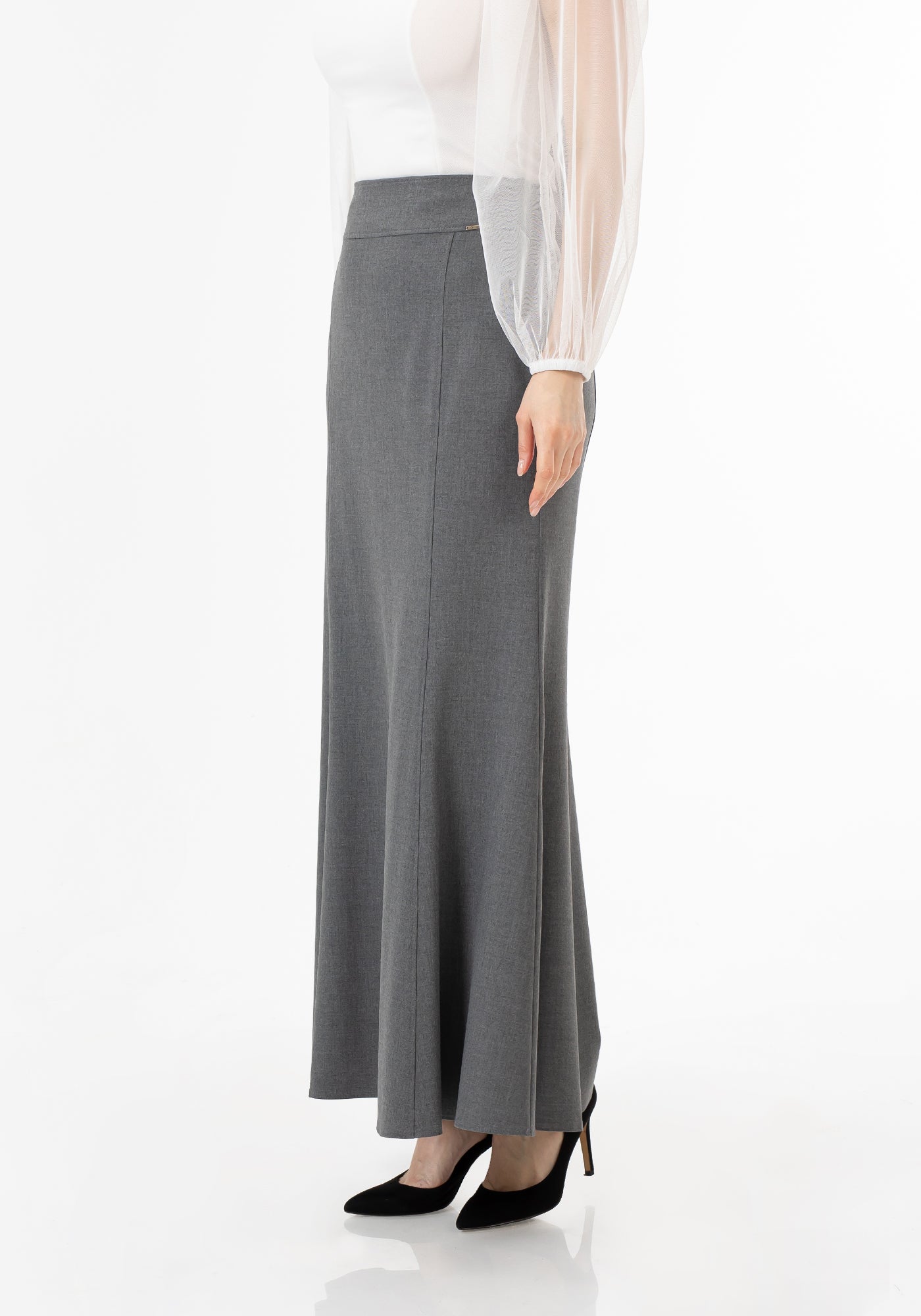 Women's Grey Fishtail Maxi Skirt | Regular & Plus Size G-Line