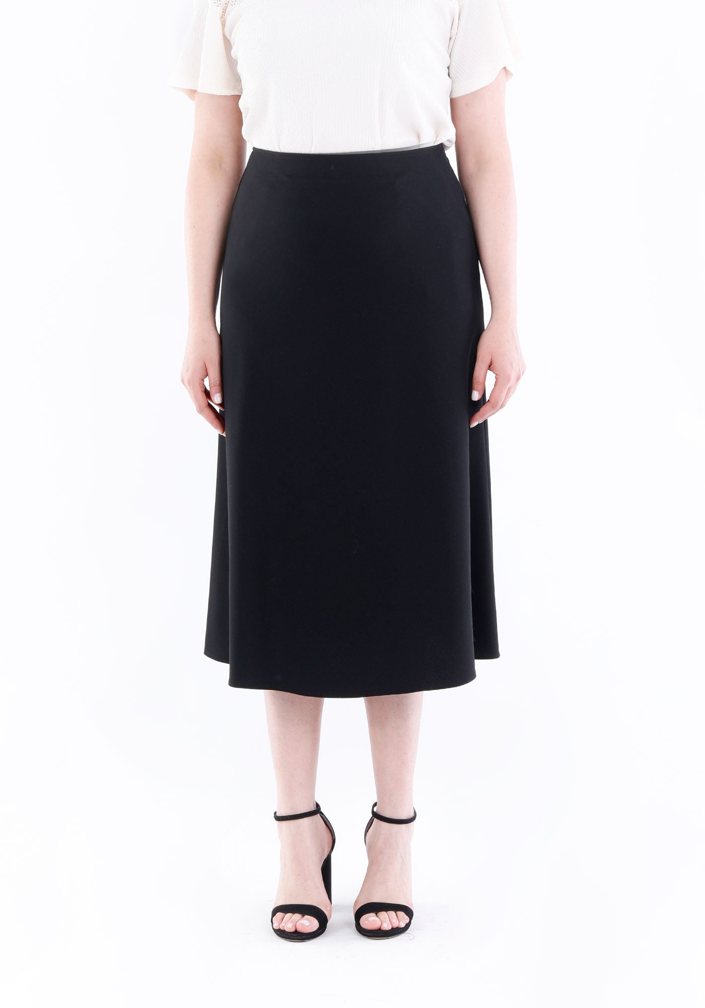 Women's Black Oversized A-Line Midi Skirts G-Line