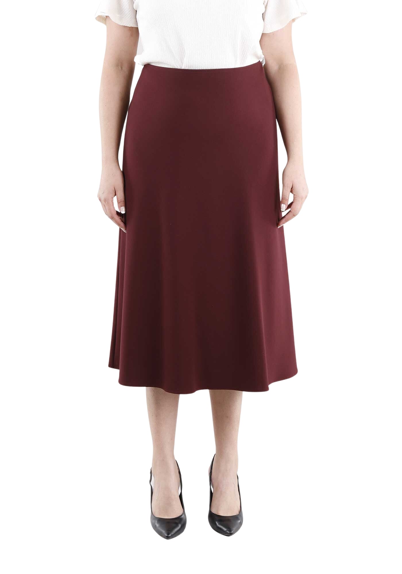 Women's Burgundy Oversized A-Line Midi Skirts G-Line