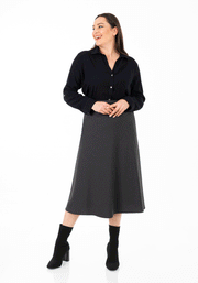 Charcoal A-Line Midi Skirts