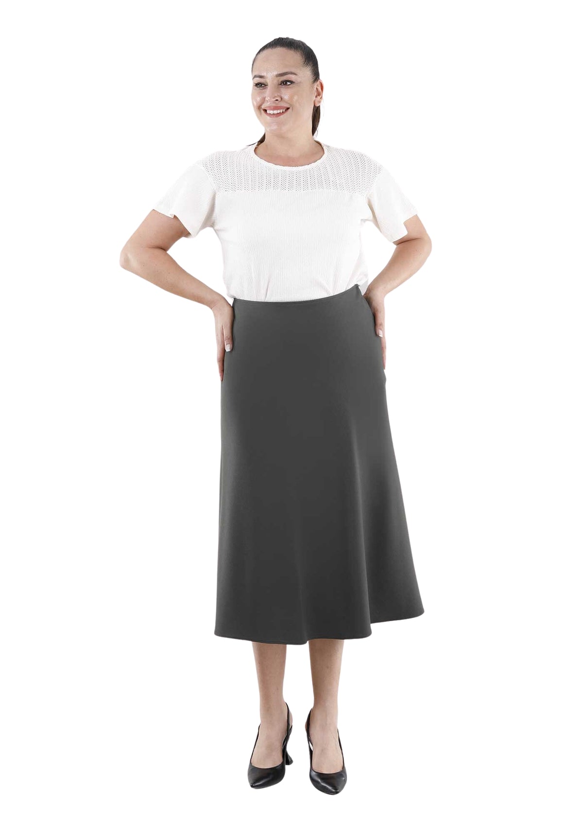 Women's Khaki Oversized A-Line Midi Skirts G-Line