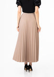 Mink Pleated Maxi Skirt with Elastic Waistband and Ankle Length G-Line