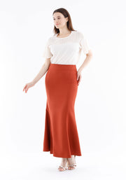 Tile Red Fishtail Maxi Skirt