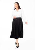 Women’s Black Oversized Accordion Plise Midi Pleated Skirt