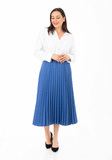 Women’s Indigo Oversized Accordion Plise Midi Pleated Skirt