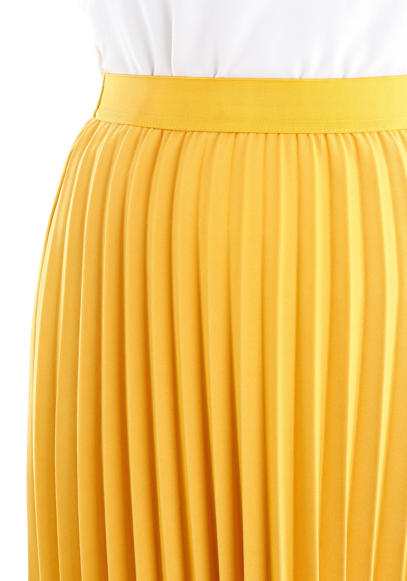 Women’s Midi Pleated Plise Oversized Accordion Skirt & Rainbow Mustard G-Line