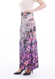 Elegant High Waisted  Bow and Button Floral Flared Maxi Skirt Guzella