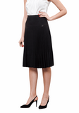 Black Thin Pleated Midi Skirt Guzella