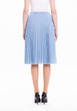 Blue Chiffon Polka Dot Pattern Pleated Midi Skirt Guzella