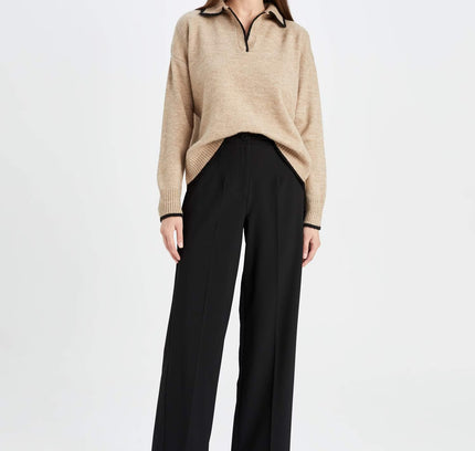 Regular Fit Soft Texture Polo Neck Knit Pullover