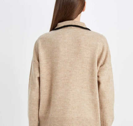 Regular Fit Soft Texture Polo Neck Knit Pullover