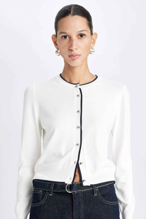 Regular Fit Crew Neck Cardigan