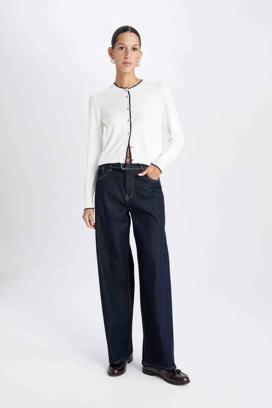 Regular Fit Crew Neck Cardigan