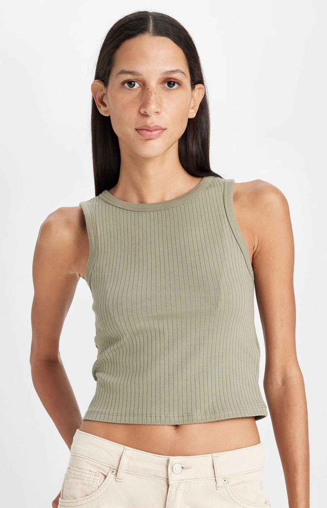 Slim Fit Halter Neck Corduroy Tank Top