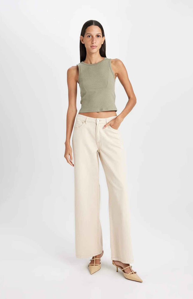 Slim Fit Halter Neck Corduroy Tank Top